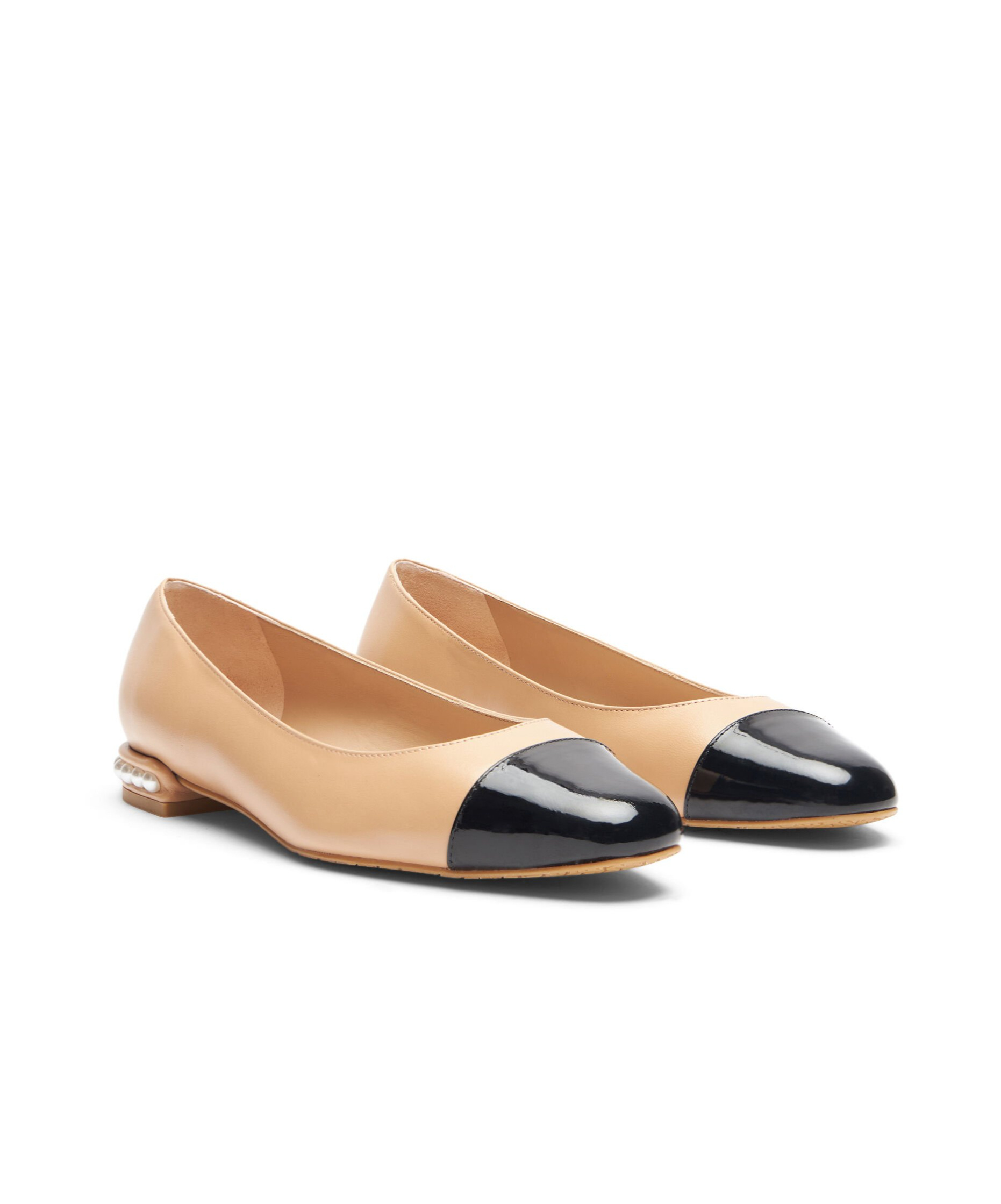 Stuart Weitzman Pearl Contrasting-toecap Ballerina Shoes In Nude