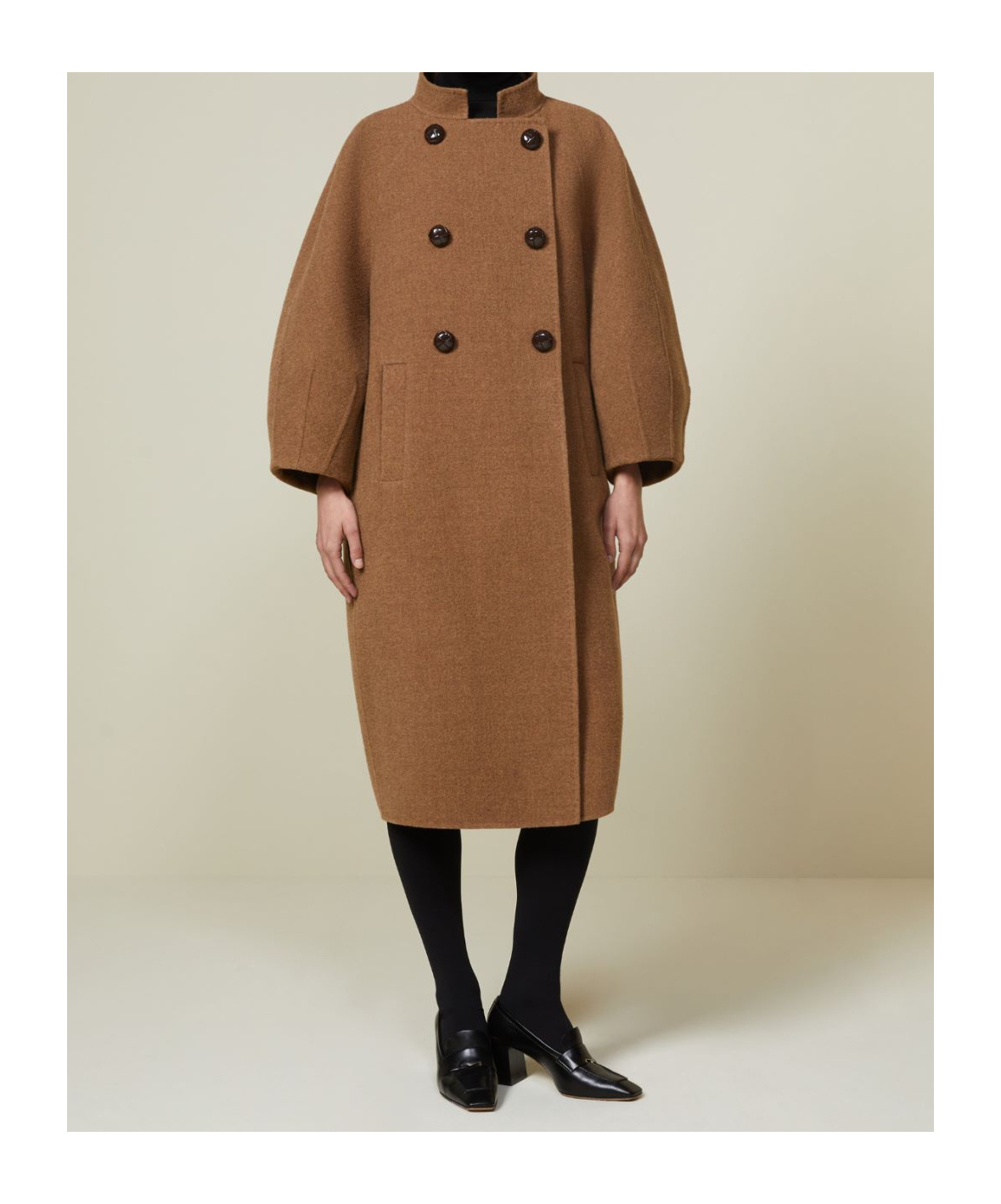 Max Mara Double Wool Pea Coat In Brown
