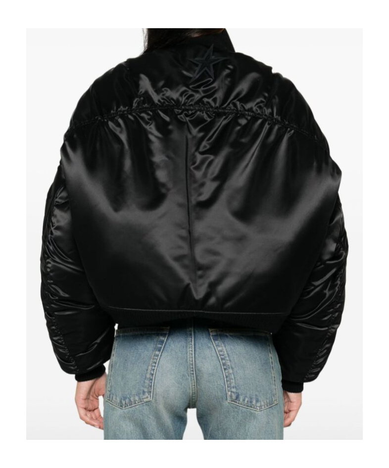 Mugler Women Satin Bomber Jacket In Black
