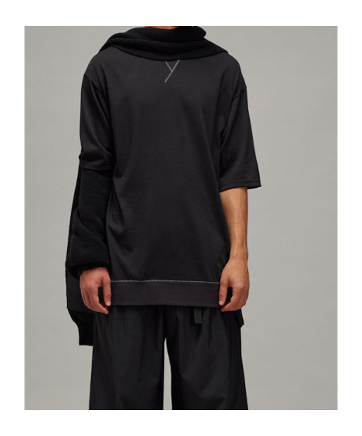 Y-3 Open-necked Black Shirt In Black