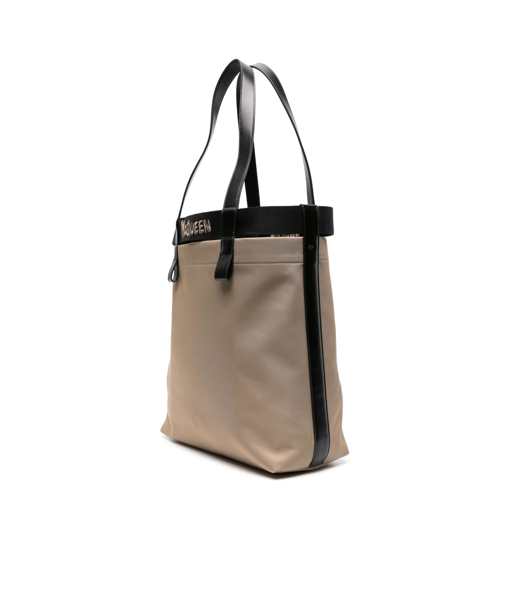 Alexander Mcqueen Logo-embroidered Leather Tote Bag In Neutrals