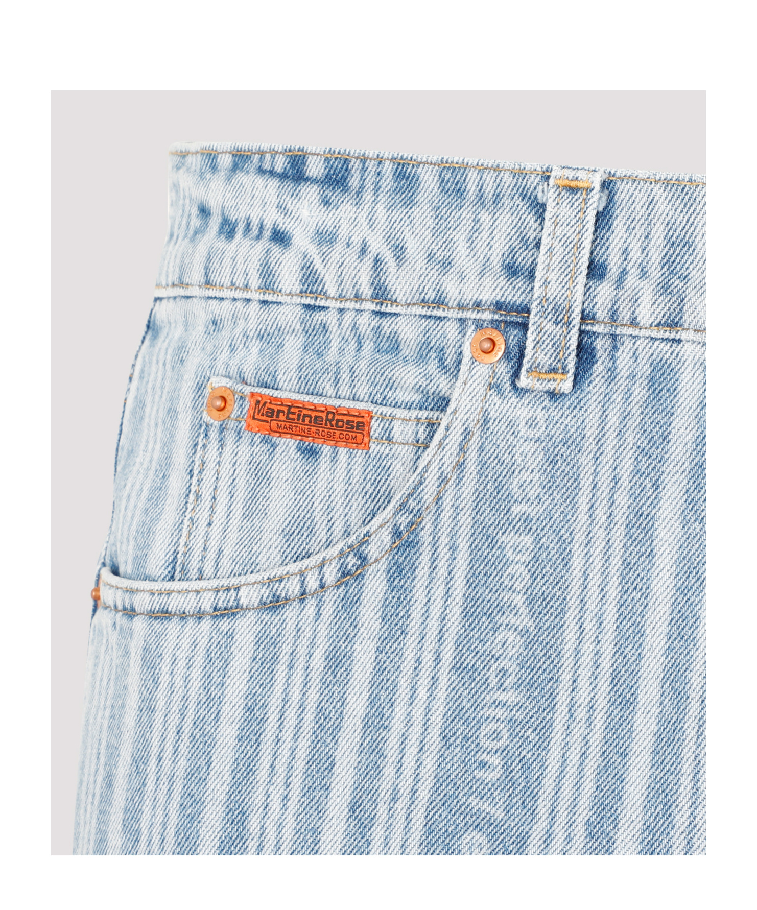 Martine Rose Light Blue Pinstripe Straight Leg Jeans In Blue