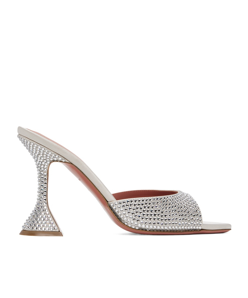 Shop Amina Muaddi Caroline Crystal High-heeled Sandals In White