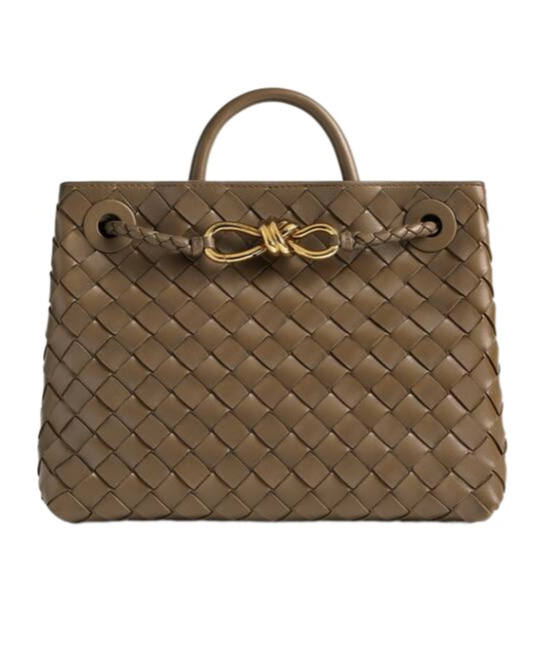 Bottega Veneta Andiamo Intrecciato Small Suede Tote Bag In Green