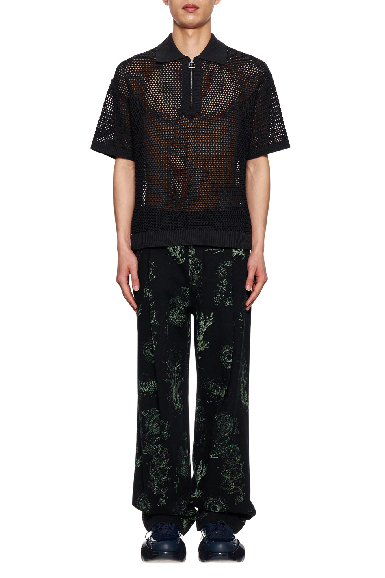 Wooyoungmi Mesh Short-sleeved Sweater In Black
