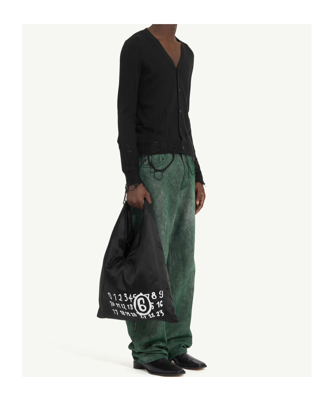 Mm6 Maison Margiela Distressed Cardigan In Black