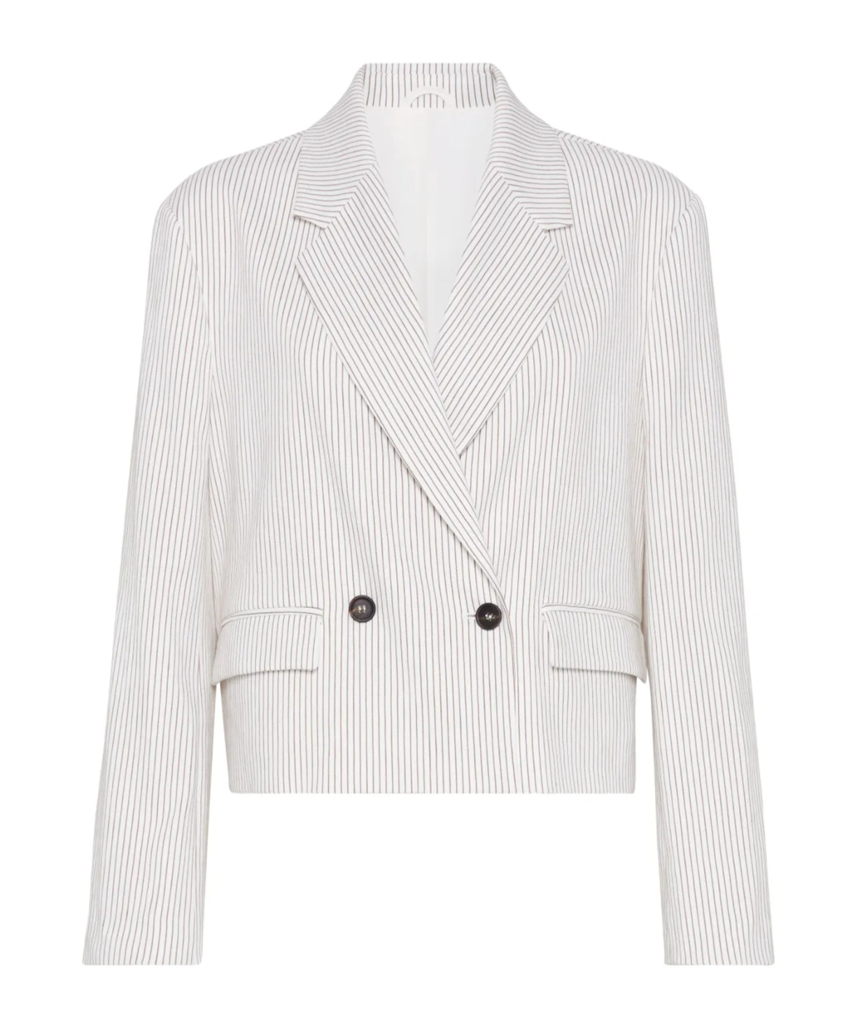 Brunello Cucinelli Striped Cropped Blazer In White
