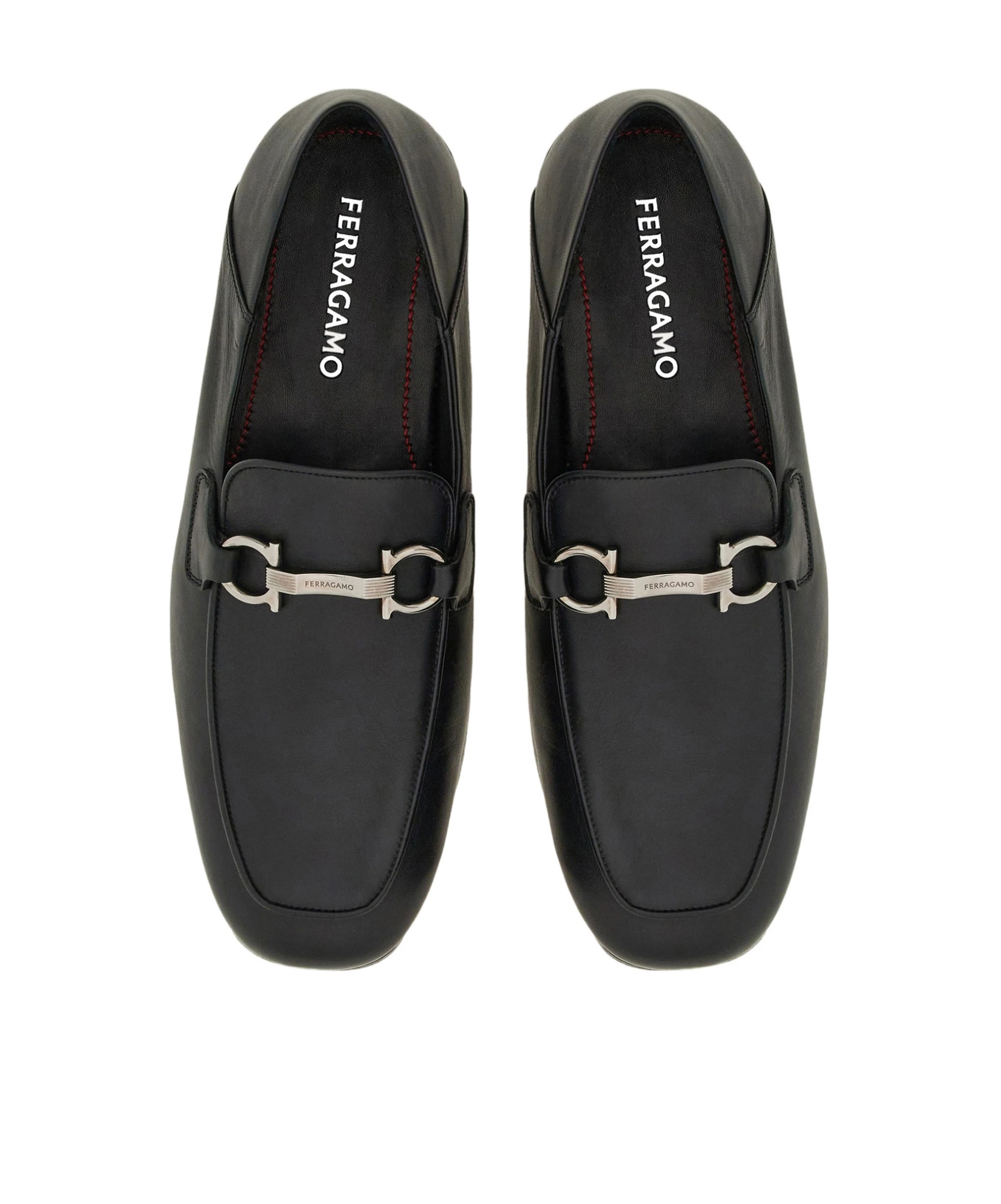Ferragamo Gancini Decorative Loafers In Black