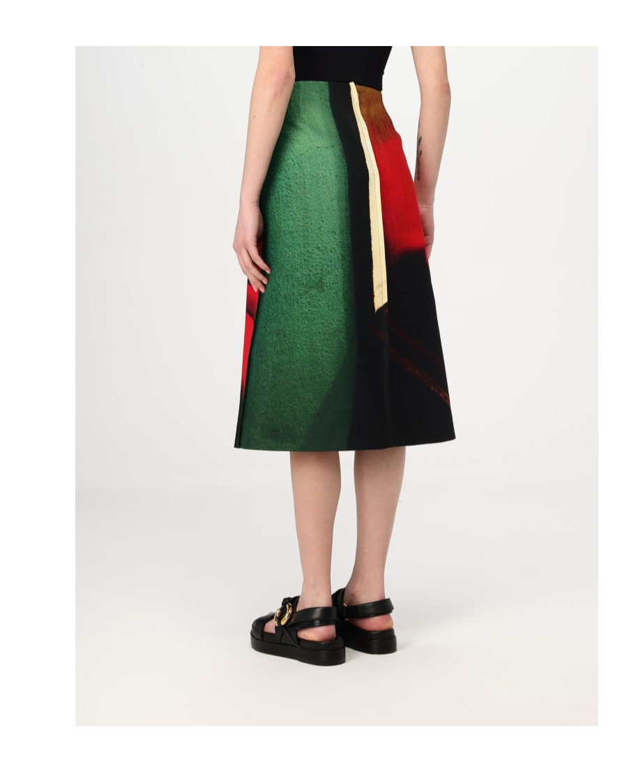 Jil Sander Abstract Straight Ruched Midi Skirt In Red
