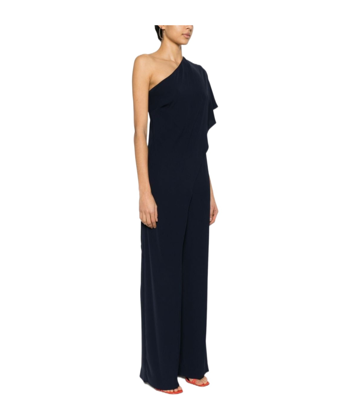 POLO RALPH LAUREN CAPE GEORGETTE ONE-SHOULDER JUMPSUIT