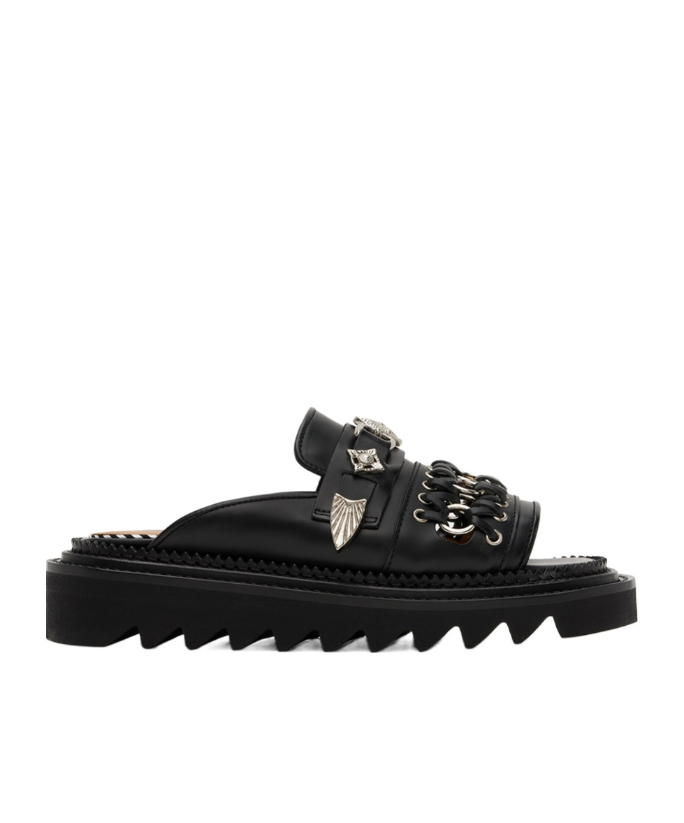 Toga Black Chain Sandals In Black