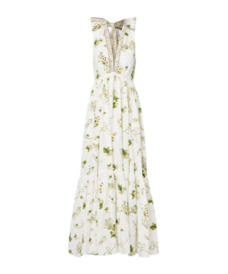 Camilla Embellished Cotton Maxi Dress In White