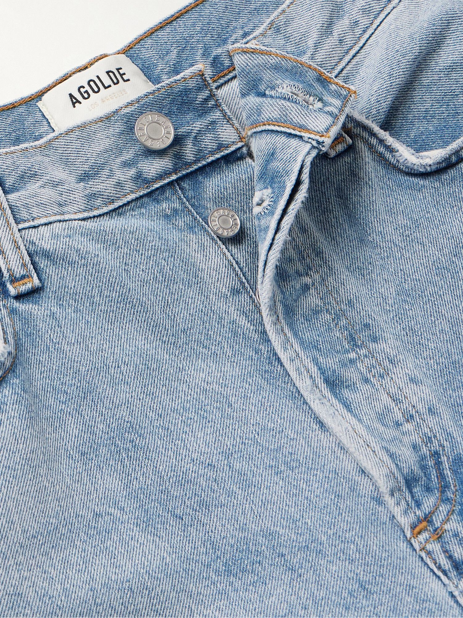 Agolde Denim Trousers With Belt Loops In Blue