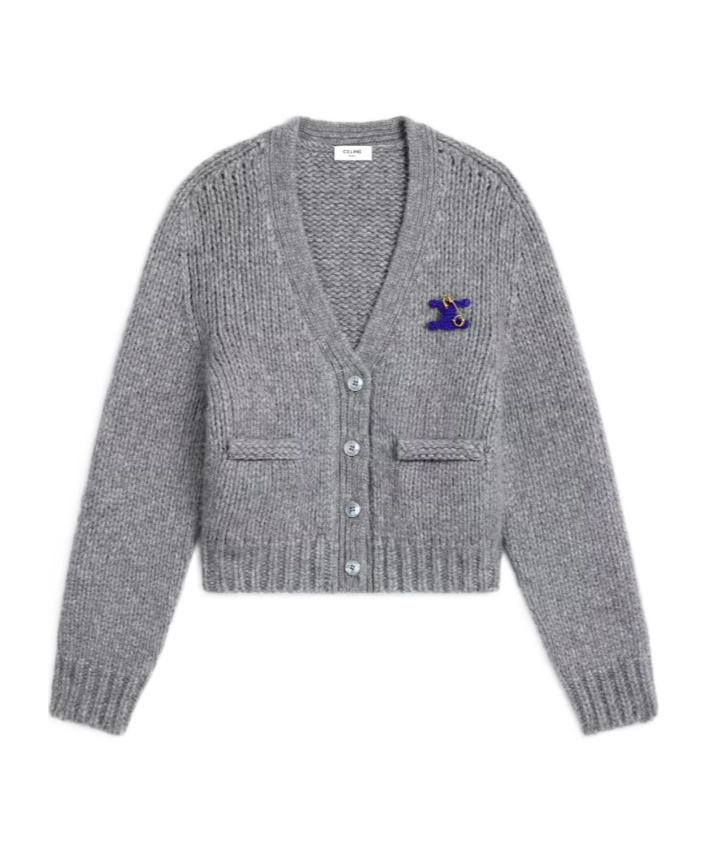 Celine Cardigan In Cashmere And Silk In Gray