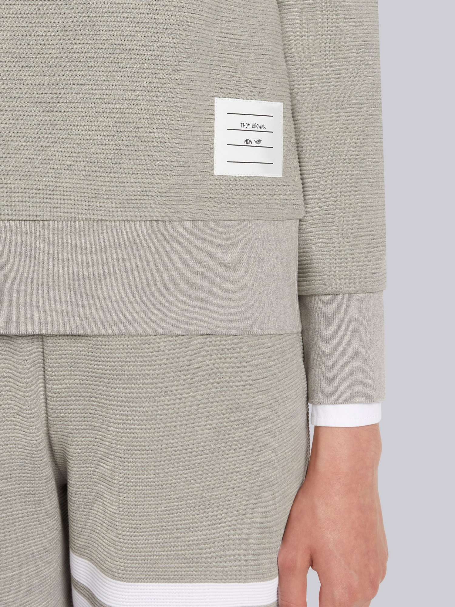 Thom Browne 4-bar Cotton Ribbed Sweatshirt In Gray