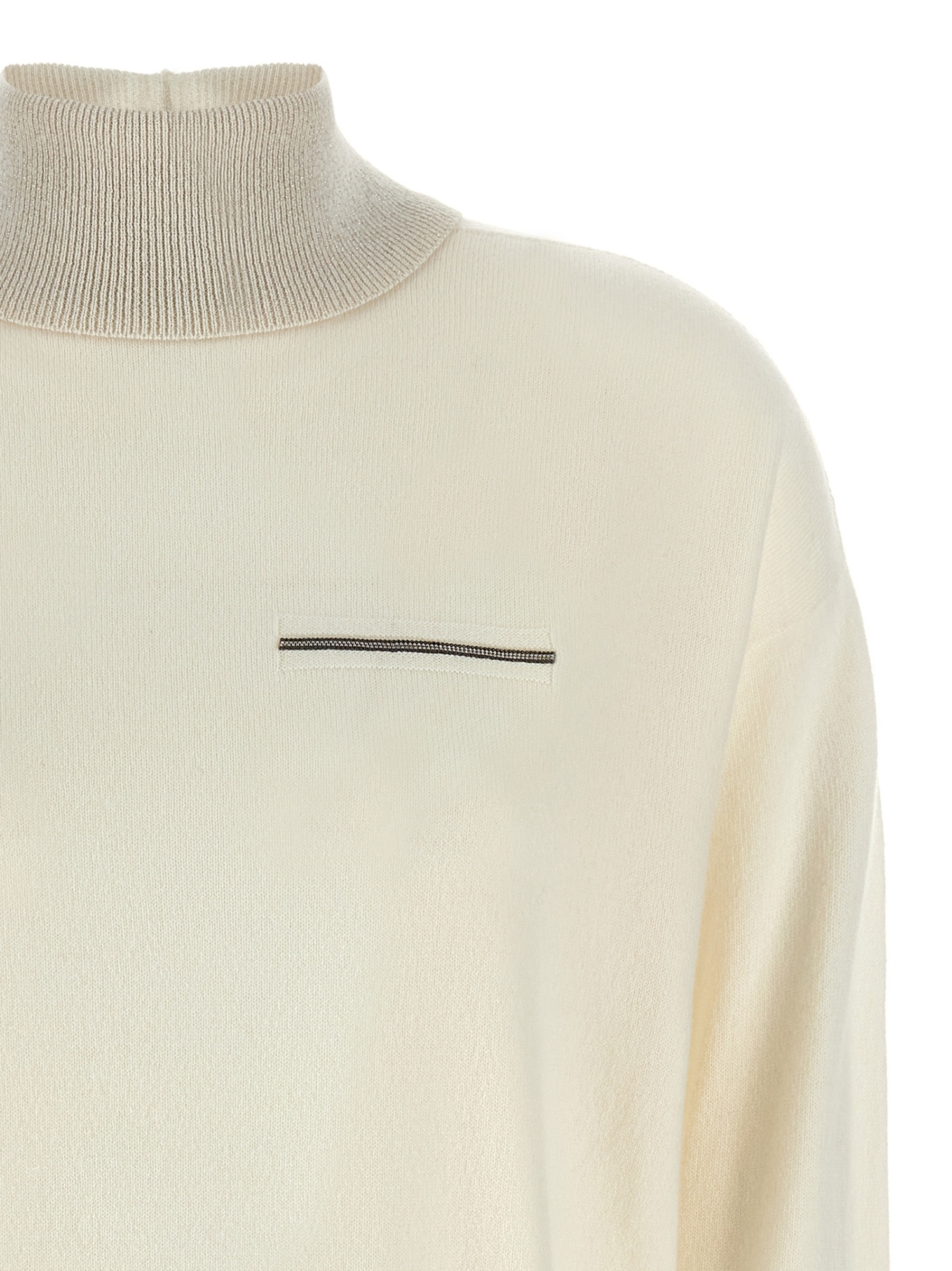 Peserico Lurex Details Turtleneck Sweater Sweaters And Cardigans White In Neutral