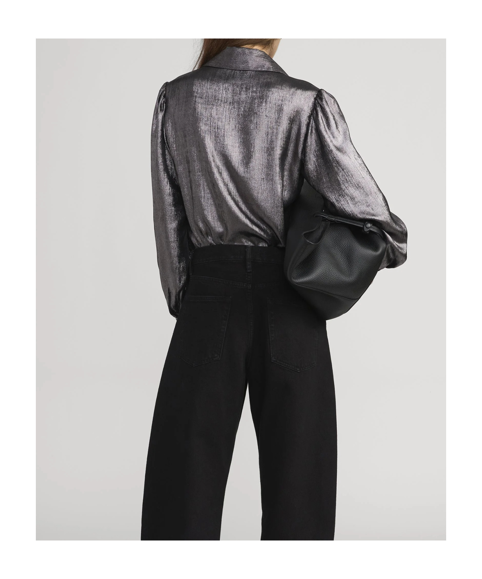 Frame The Shiny Staple Blouse In Brown