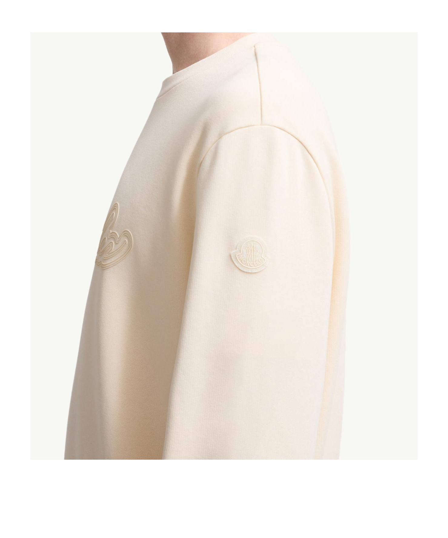Moncler Cursive Logo Cotton Sweatshirt In White