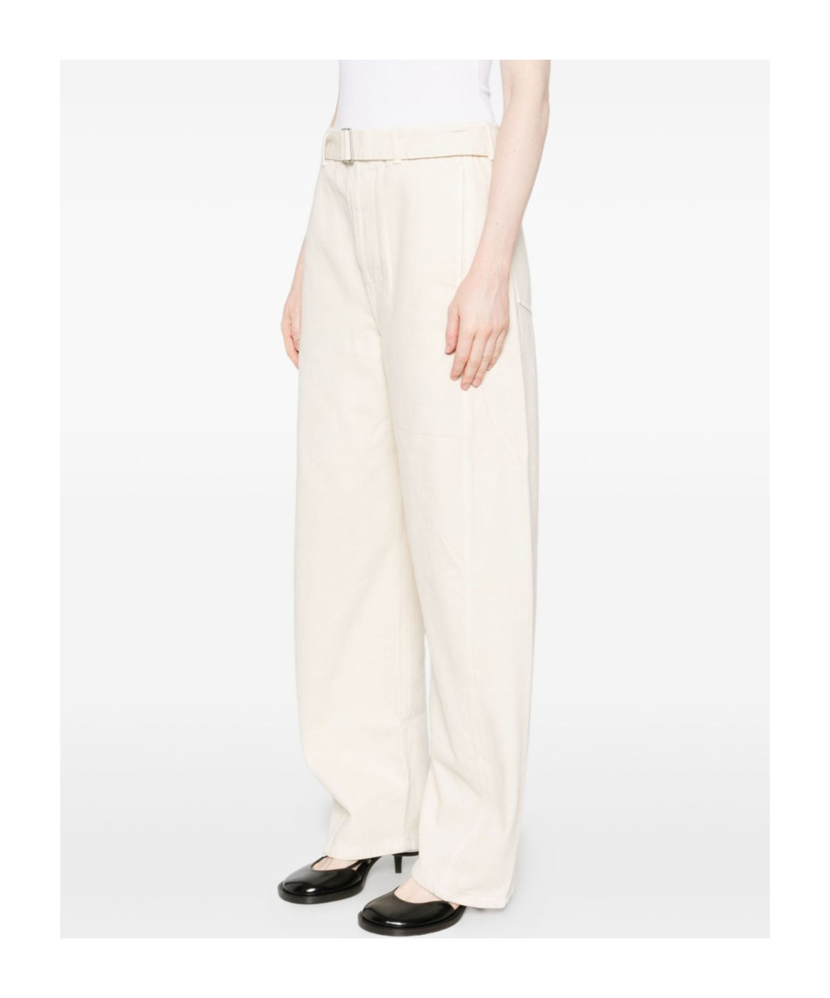 Lemaire Twisted Denim Cotton Jeans In White