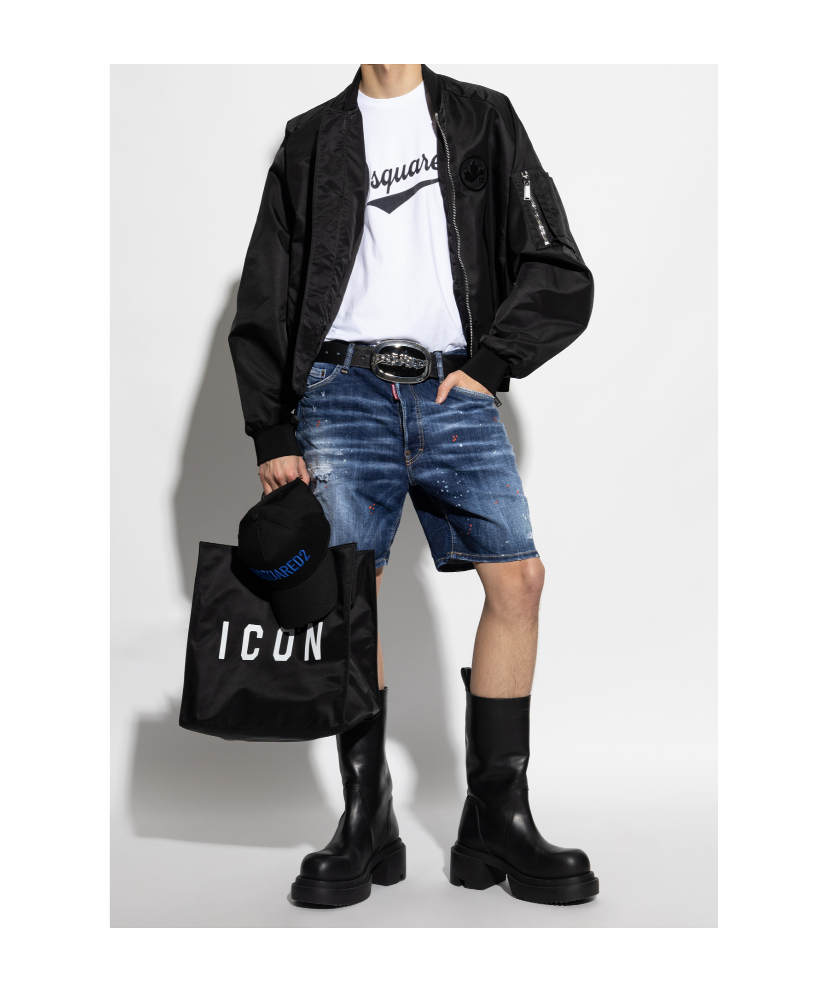 Dsquared2 Logo-appliqué Bomber Jacket In Black