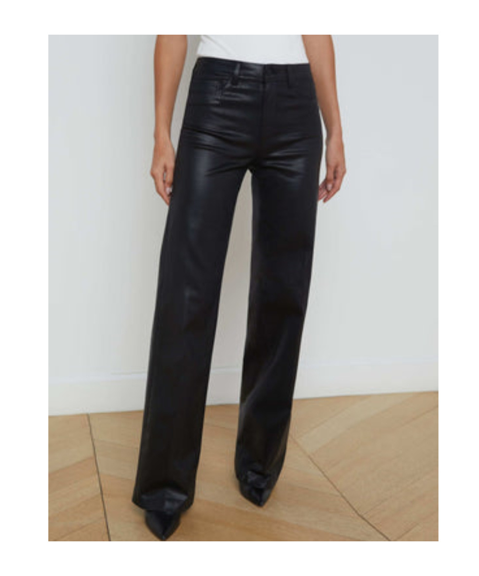 L'agence Clayton Coated Wide-leg Jean In Black