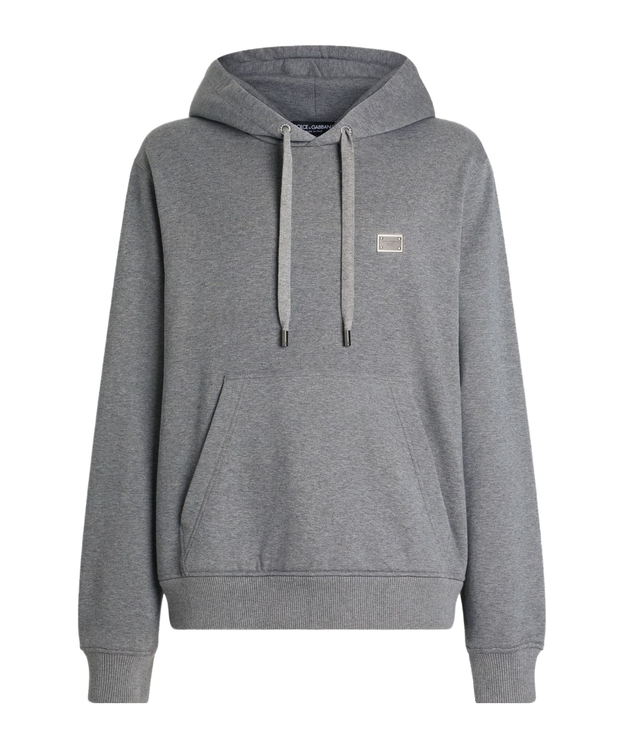 Dolce & Gabbana Logo-patch Hoodie In Gray