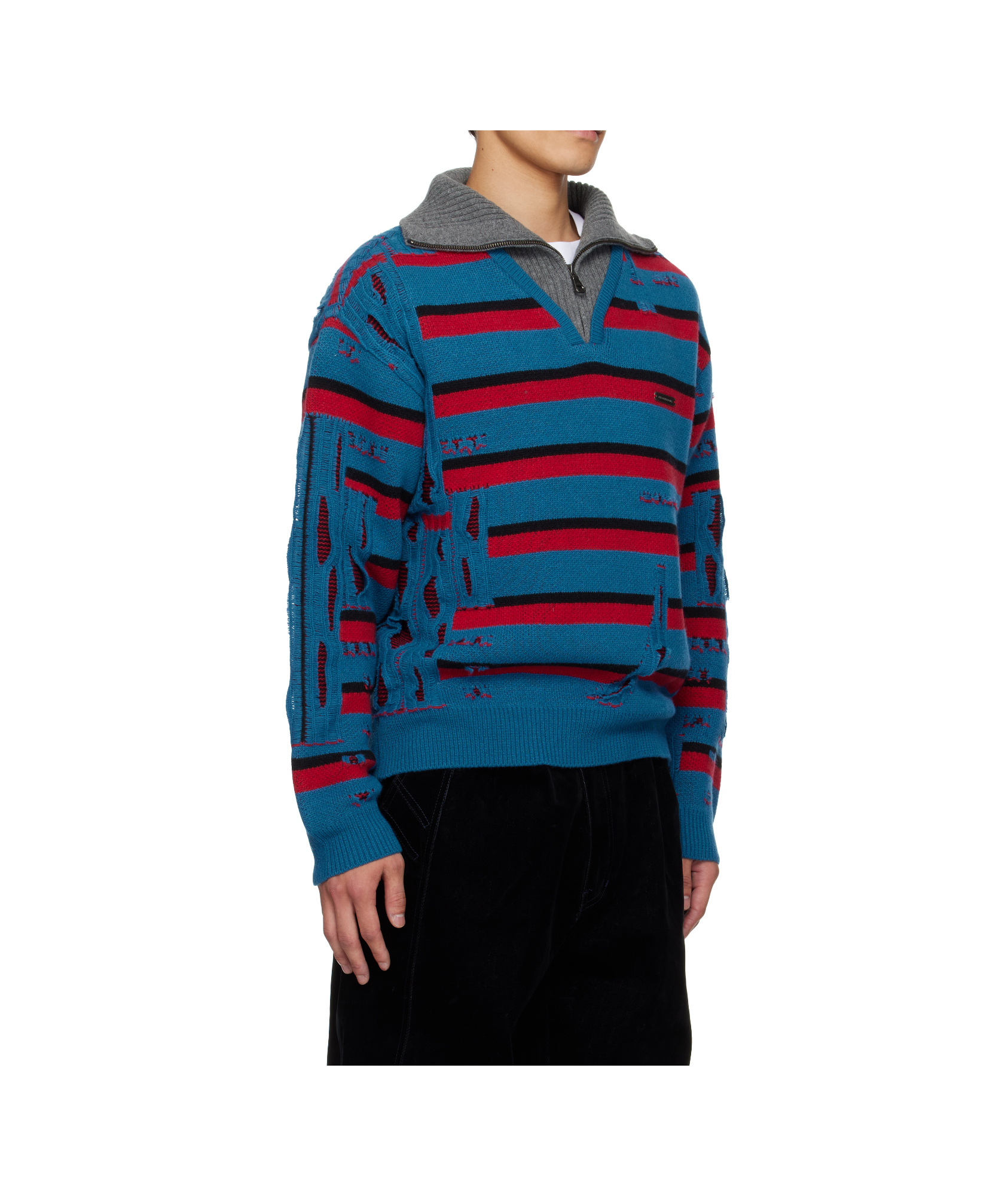 Andersson Bell Striped Jacquard Half-zip Sweater In Multi