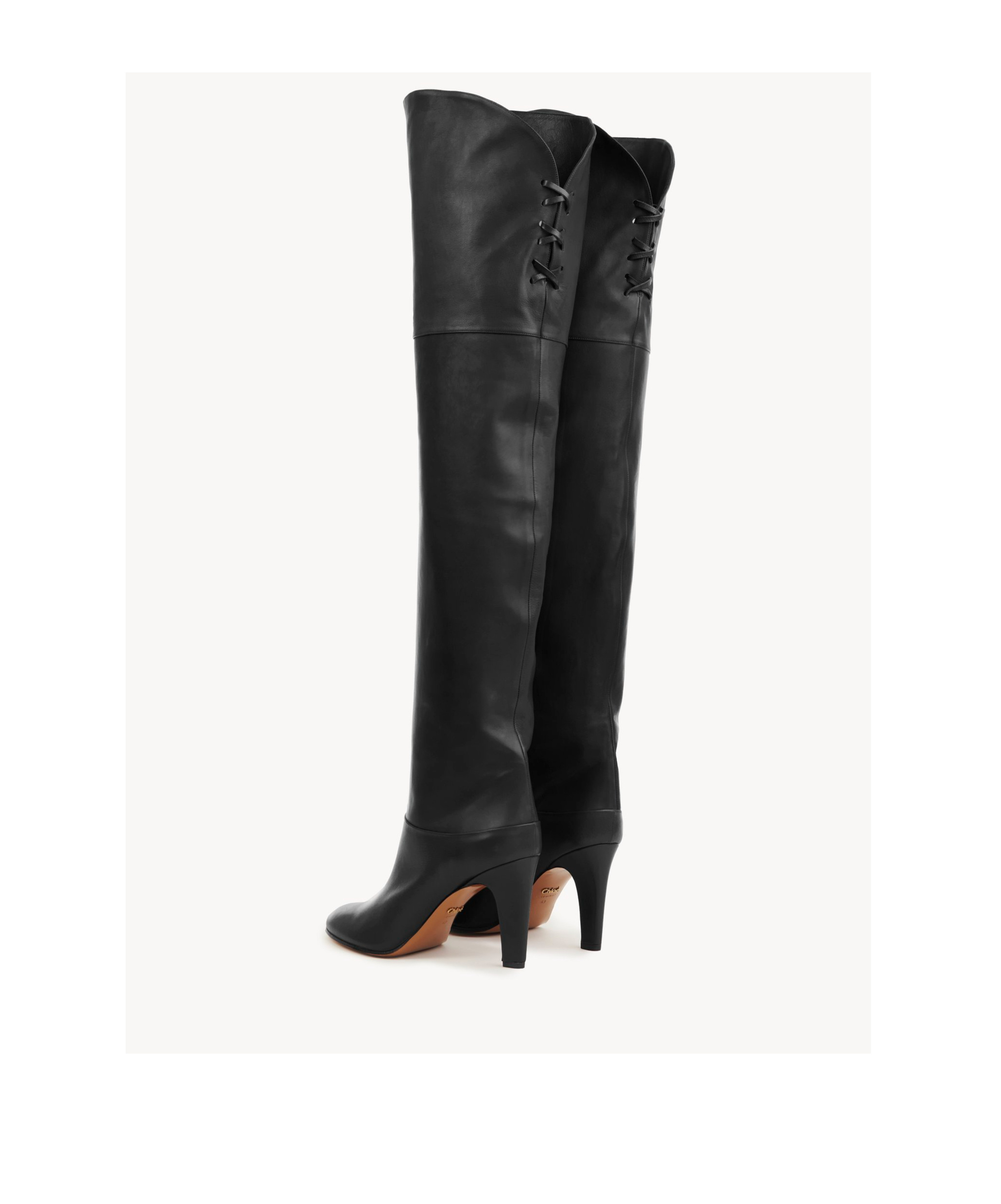 Chloé Knee-high Boots With Pointed Toe And Cone Heel In Black