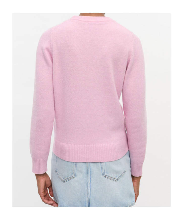 Ganni Womens Chalk Pink Poodle Logo-motif Wool-blend Knit Jumper Xs In Pink