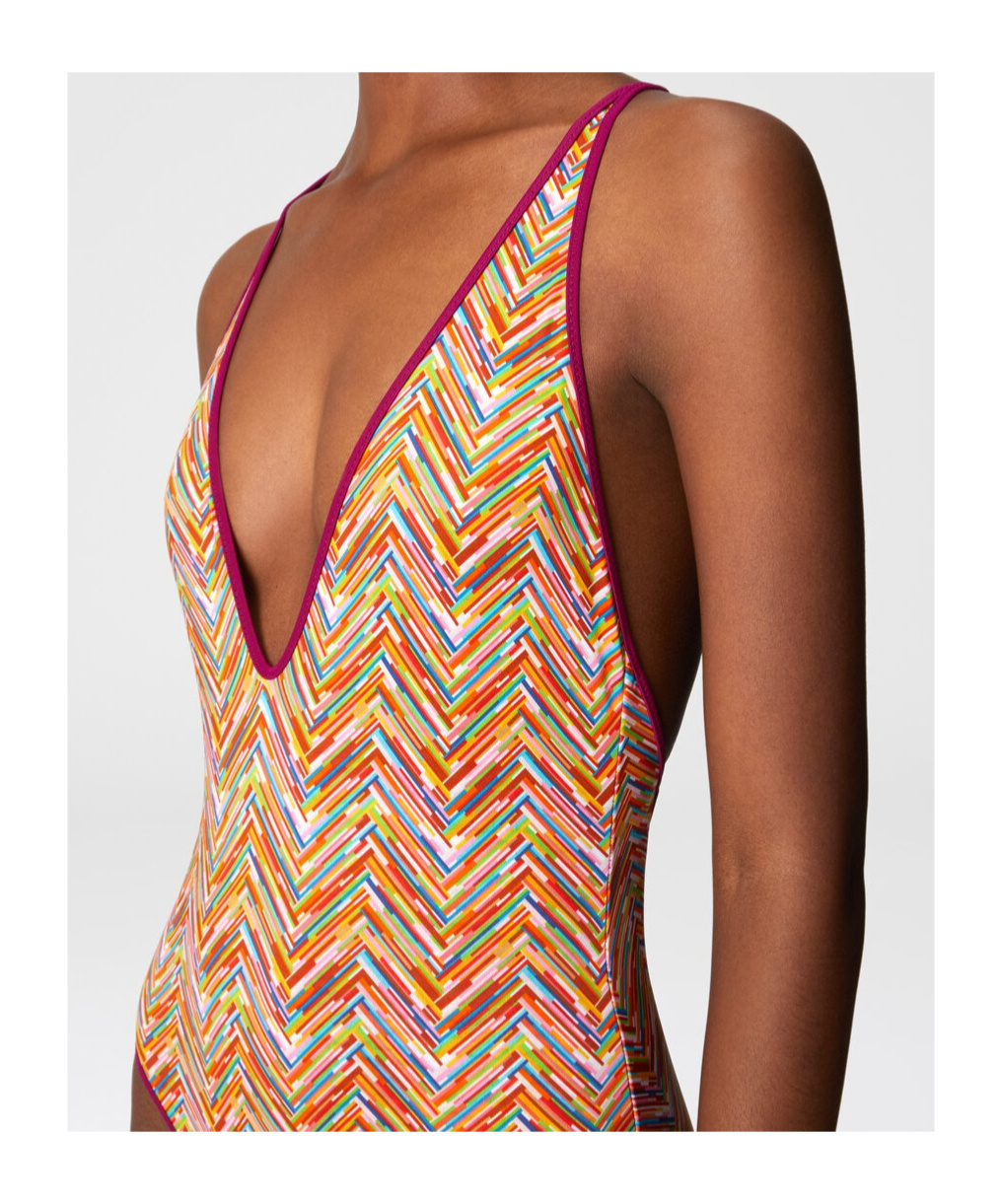 Missoni Zigzag-print Swimsuit In Multicolor
