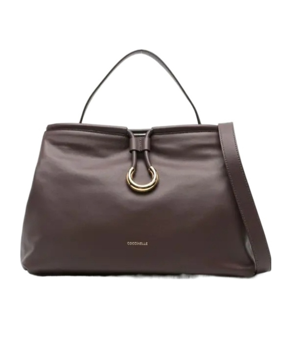 Coccinelle Ring-detail Top-handle Shoulder Bag In Brown