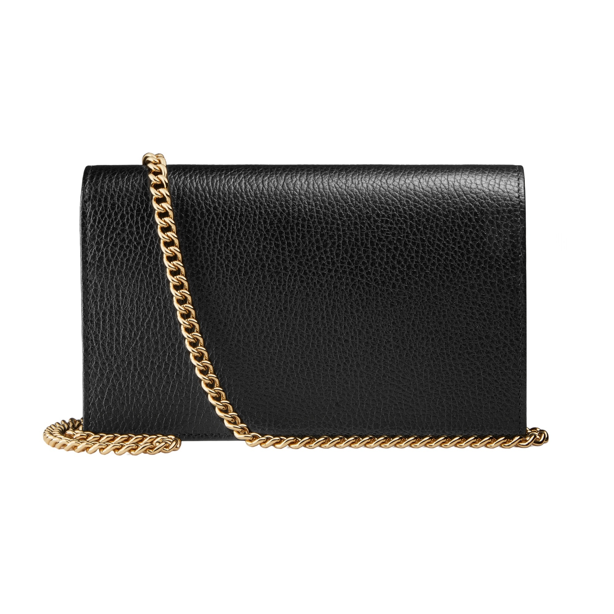 Gucci Gg Marmont Leather Mini Chain Wallet In Black