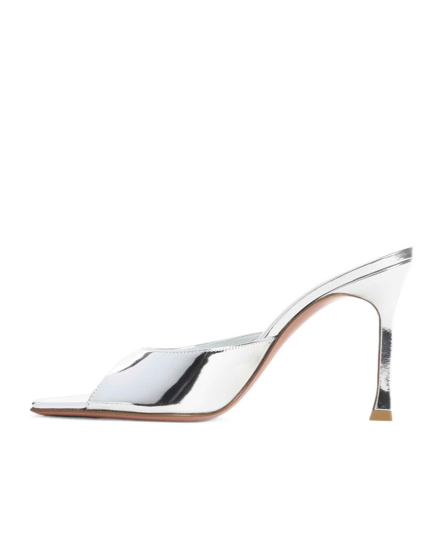 Amina Muaddi Silver Leather Alexa 95 Slippers In Silver