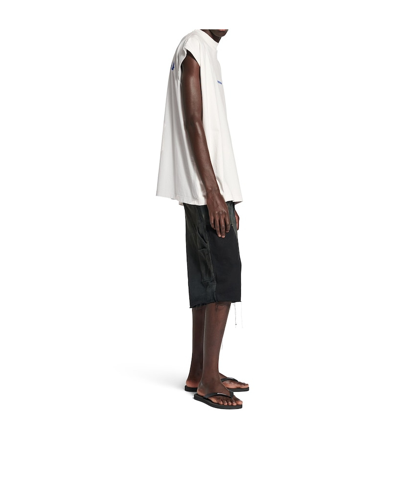 Balenciaga Men's Ripped Off Shorts In Black/green/red In Black