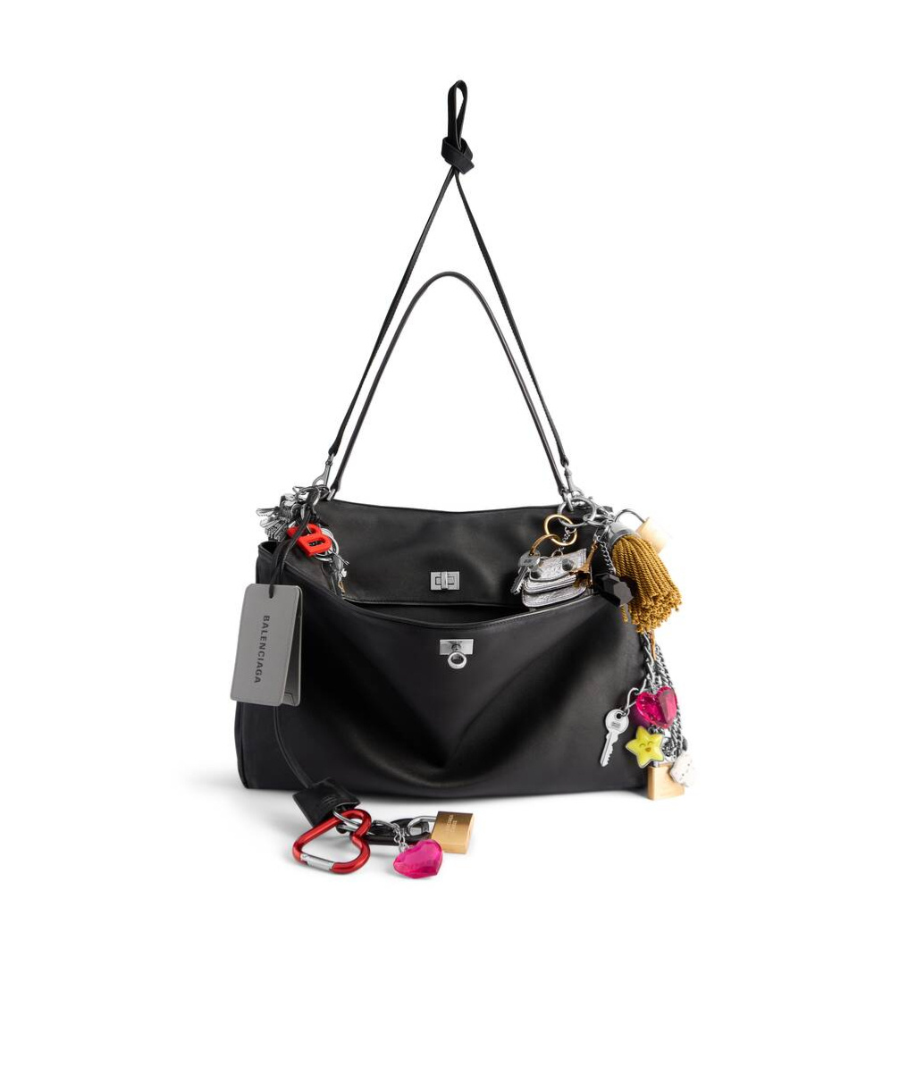BALENCIAGA WOMEN'S RODEO LARGE HANDBAG WITH CHARMS  IN BLACK