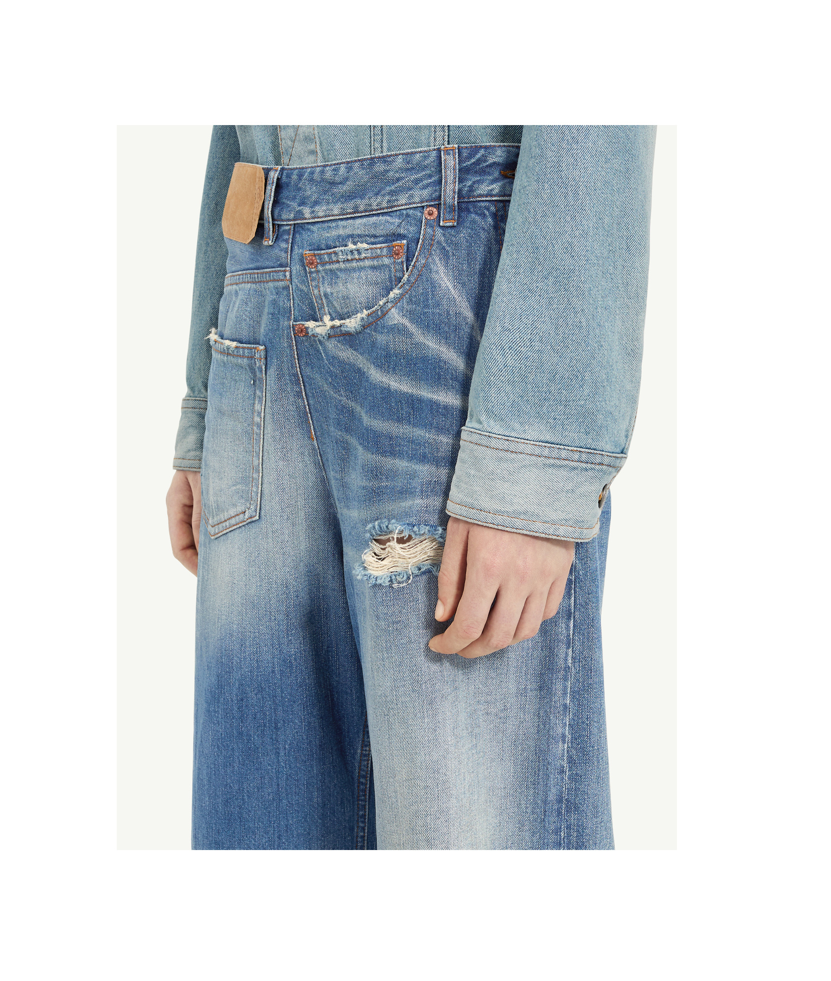 Shop Mm6 Maison Margiela Twist Wide Leg Jeans In Blue