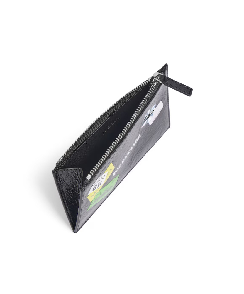 Balenciaga Men's Cash Large Long Coin And Card Holder In Black/multicolor In Multi
