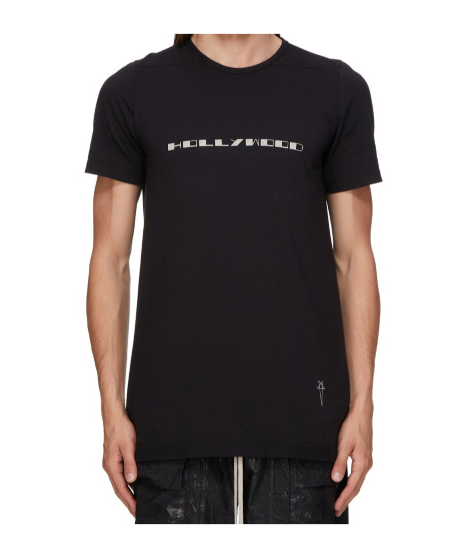 Rick Owens Drkshdw Level T-shirt With Asymmetric Hem And Graphic Print In Black