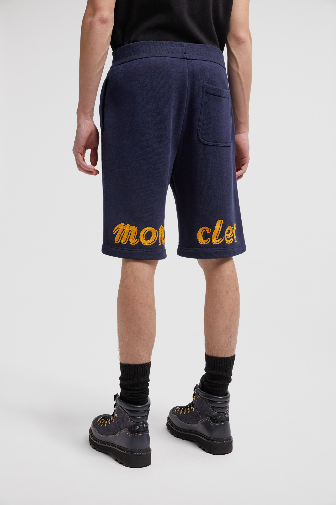 Moncler Loose Fit Cotton Bermuda Shorts In Blue Coral