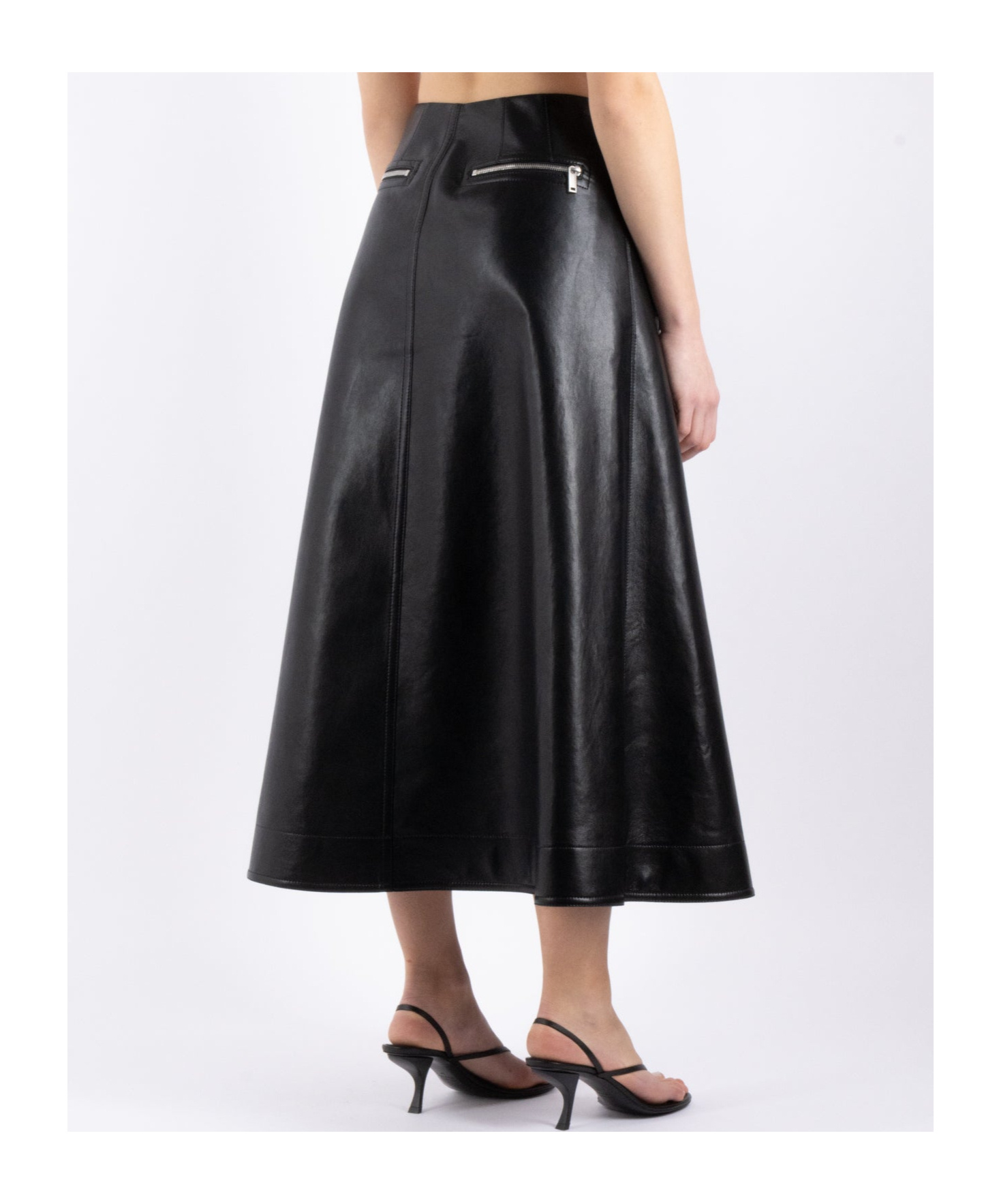 Nanushka Black Aleka Regenerated Leather Midi Skirt In Black