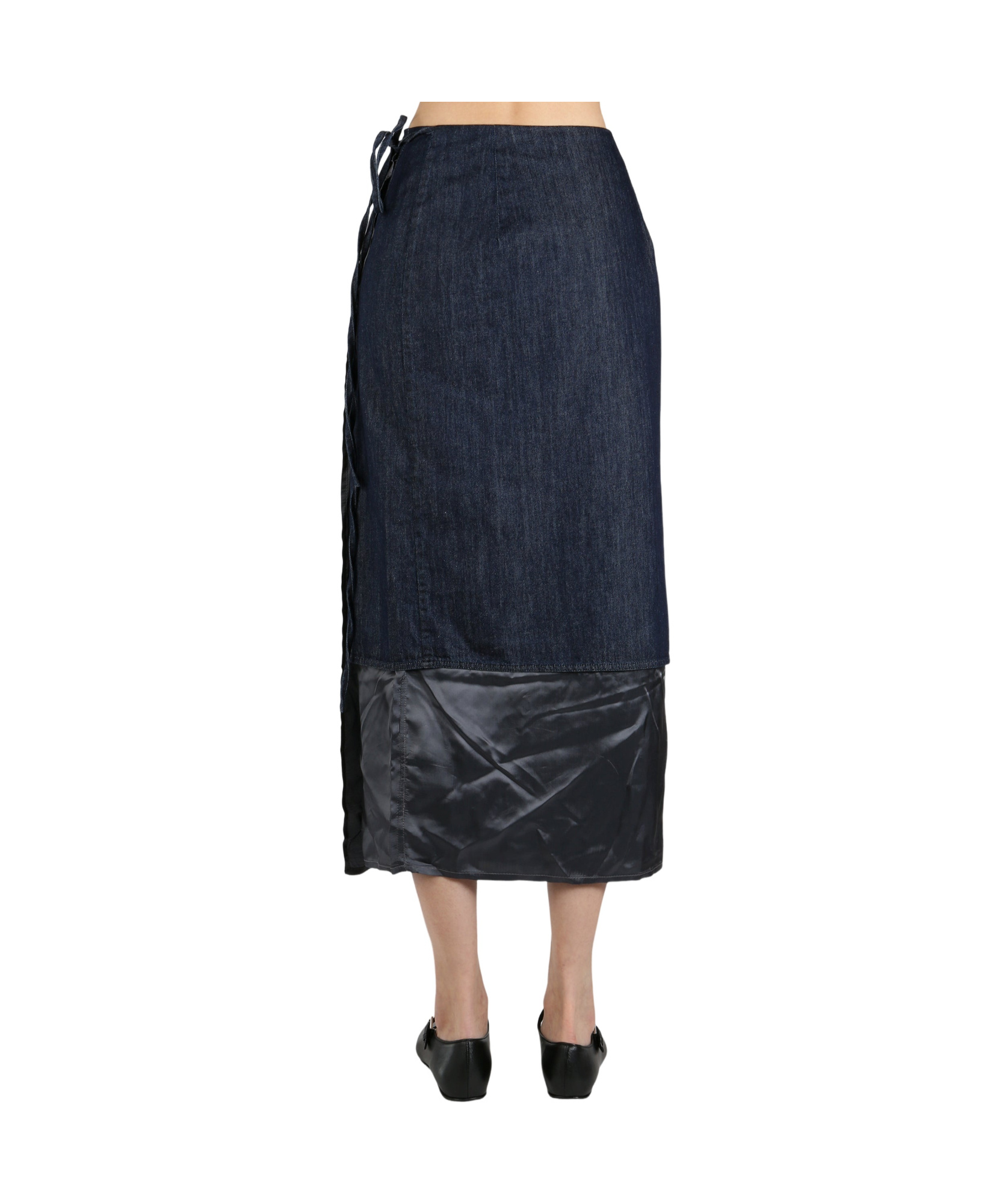 Dries Van Noten Womens Indigo Contrast-lining High-waist Denim-blend Midi Skirt In Indigo
