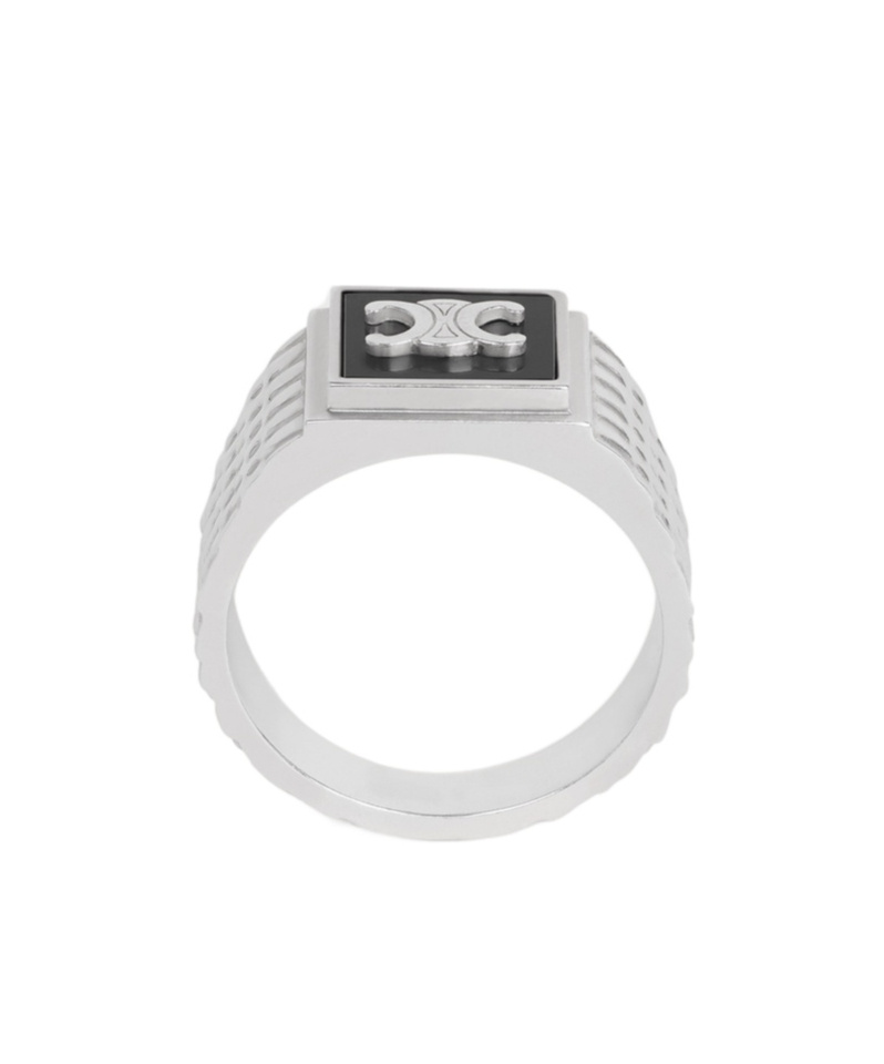 Celine Triomphe Python Seal Ring In White