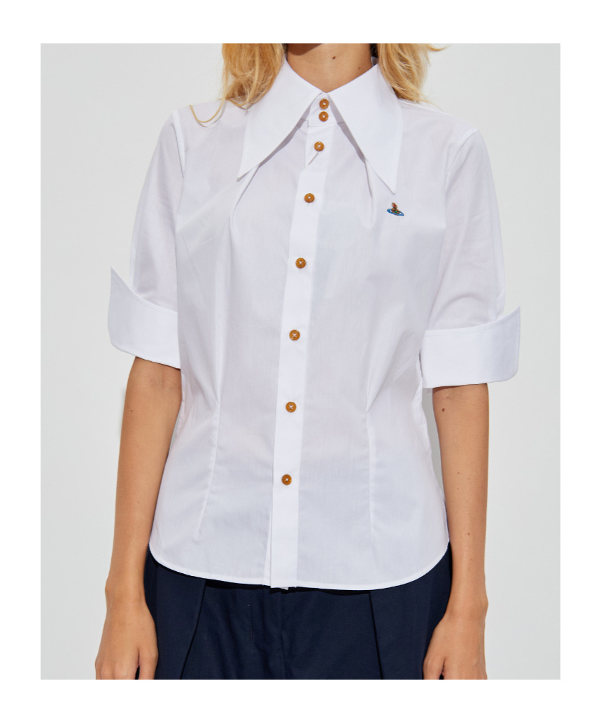 Vivienne Westwood Shirt With Orb Embellishments And A Button Front In White