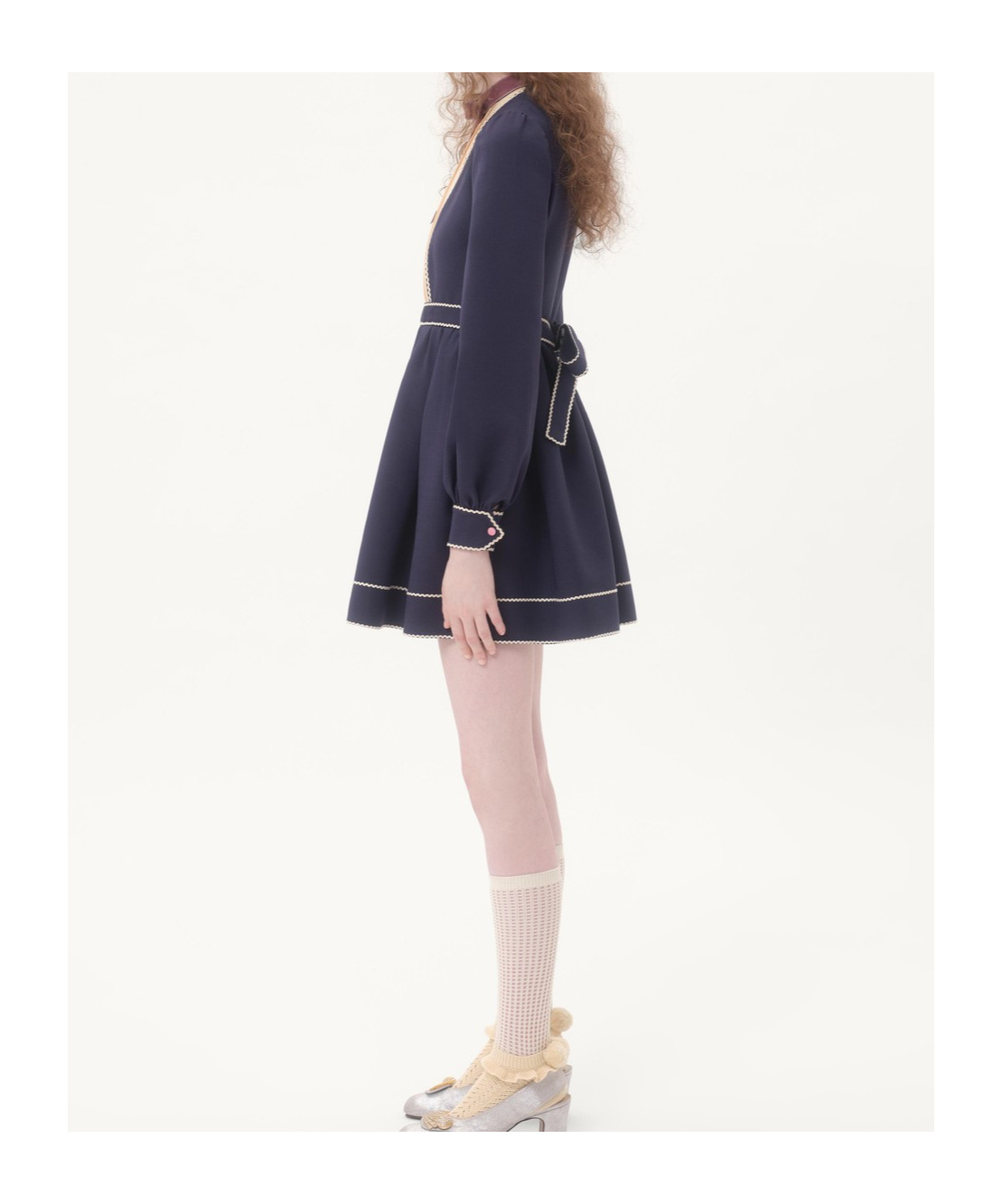 Valentino Pleated Pintuck Bow-front Mini Dress In Black