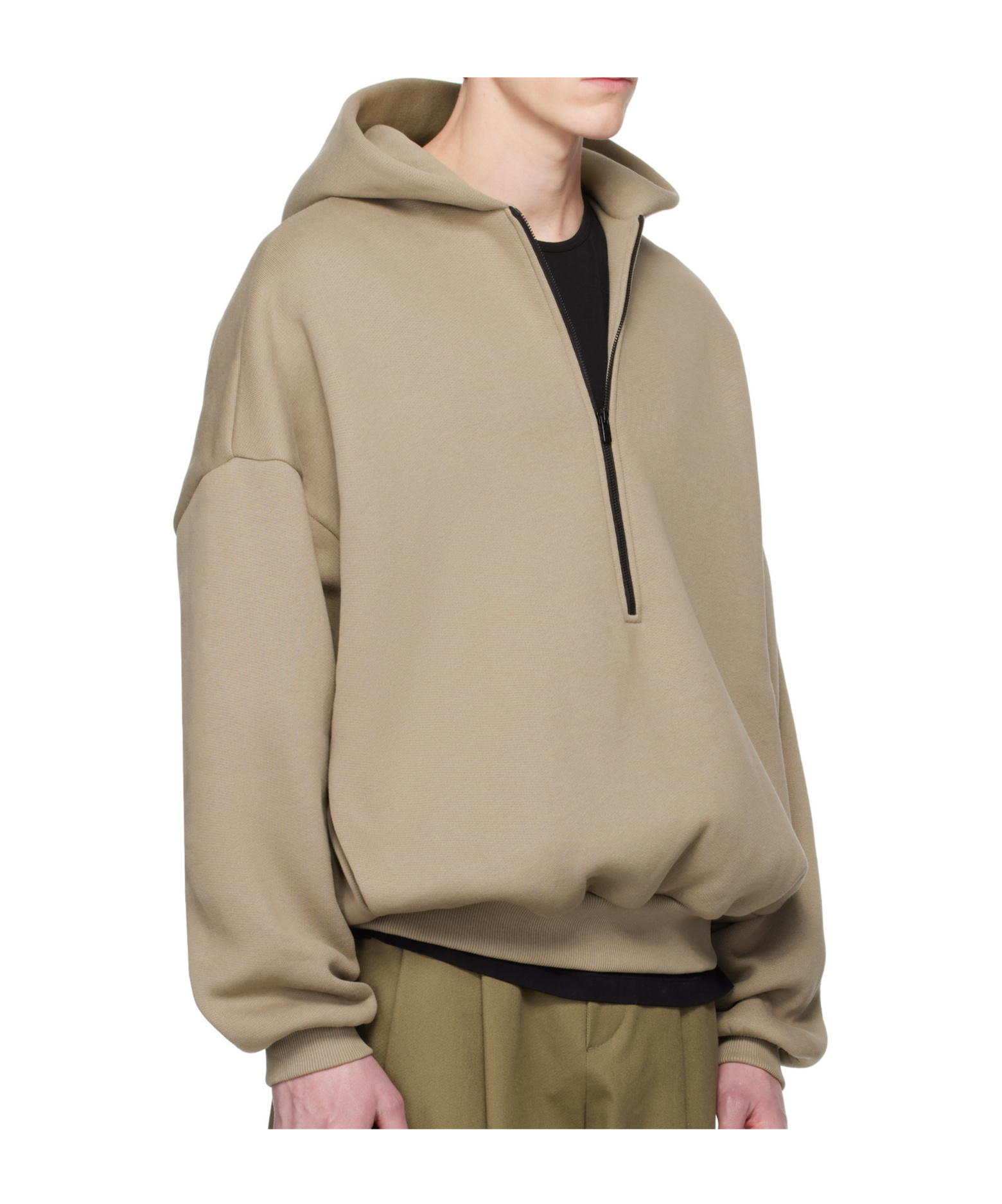 Fear Of God Tan Fleece Half Zip Mockneck Sweatshirt In Brown