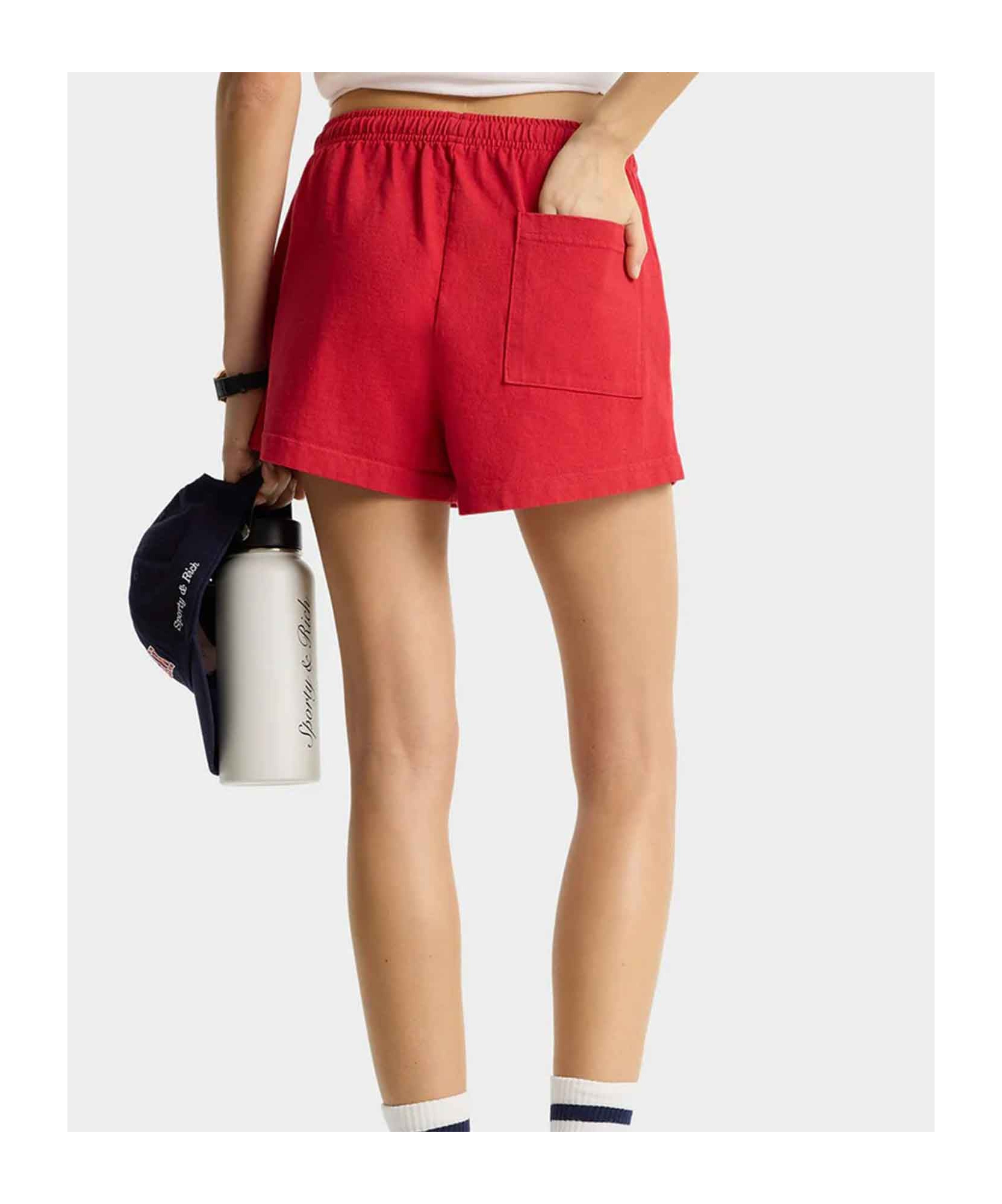 Sporty And Rich Elastic Waist Shorts In Red