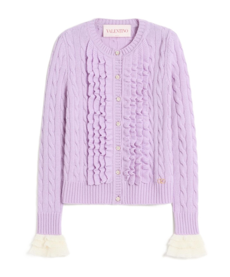 Valentino Wollcardigan Frau Lila Xs In Purple