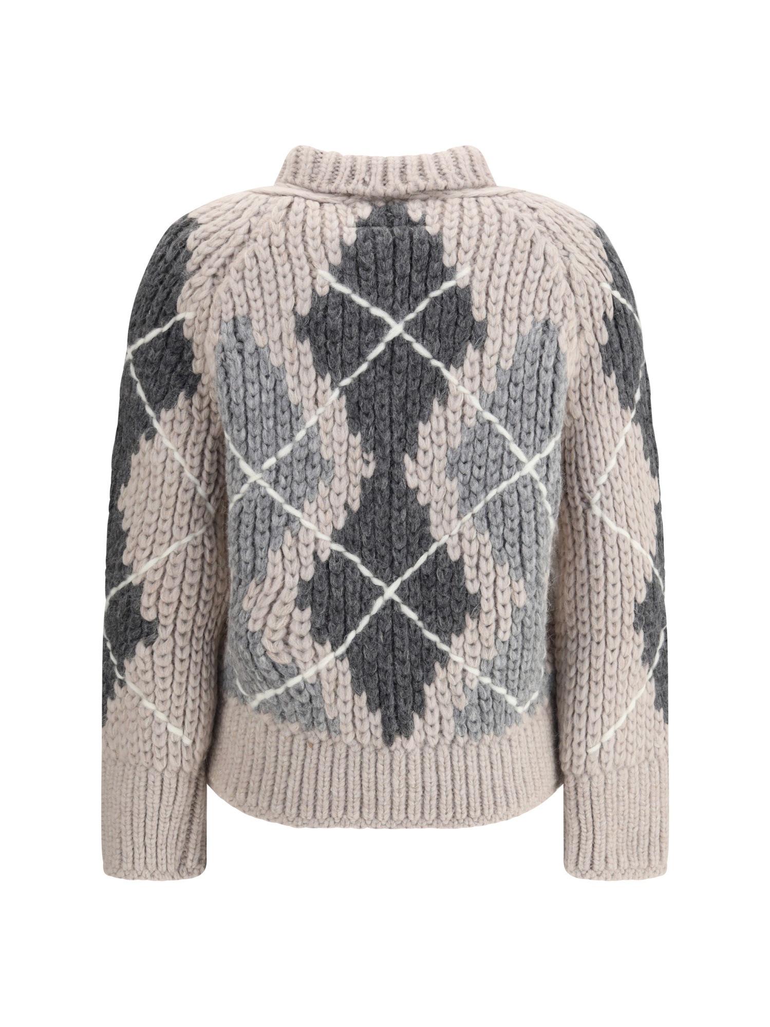 Ermanno Scervino Argyle-pattern Knitted Cardigan In Neutral