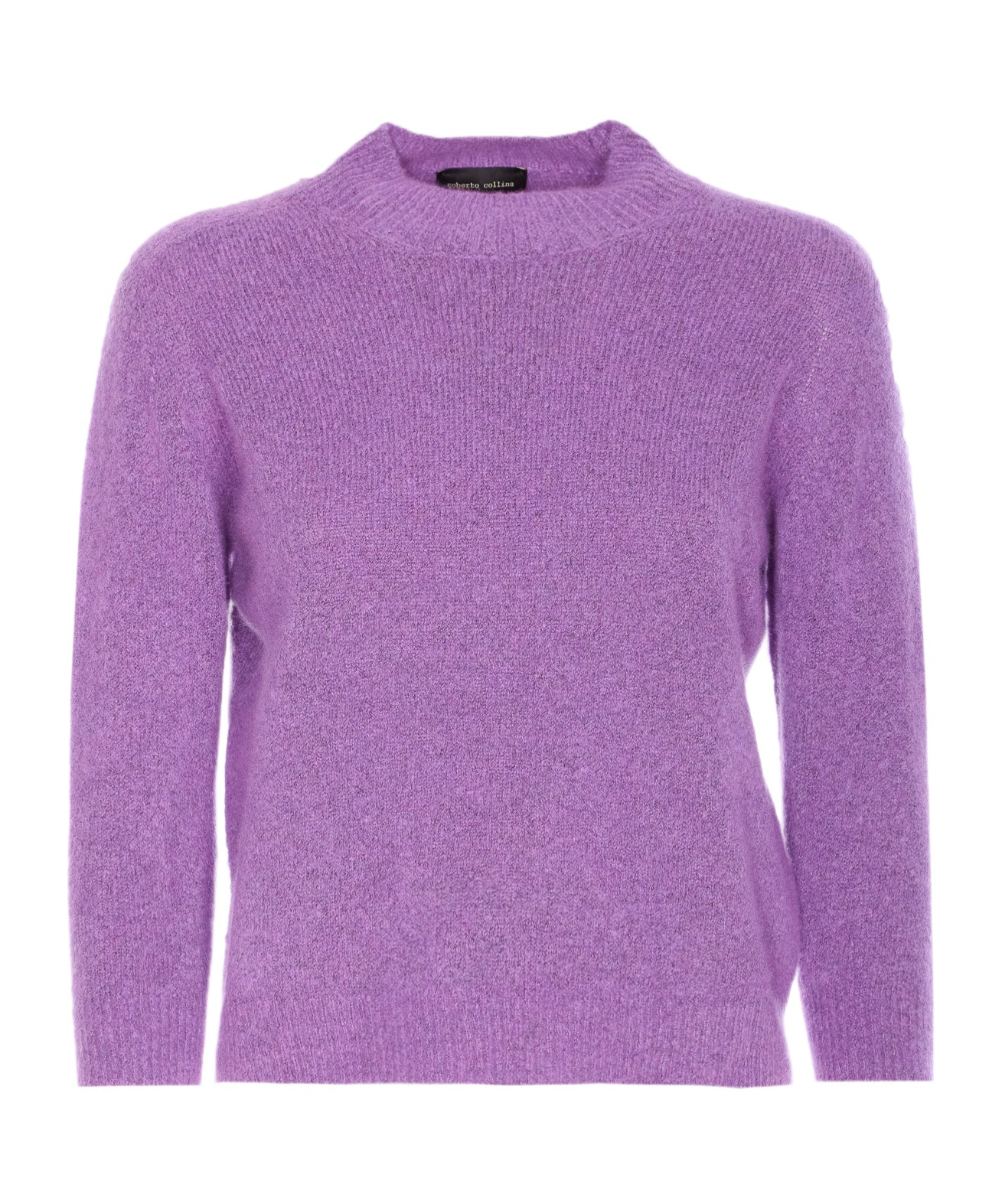 Roberto Collina Wool Blend Sweater With Classic Round Neckline And Long Sleeves In Purple
