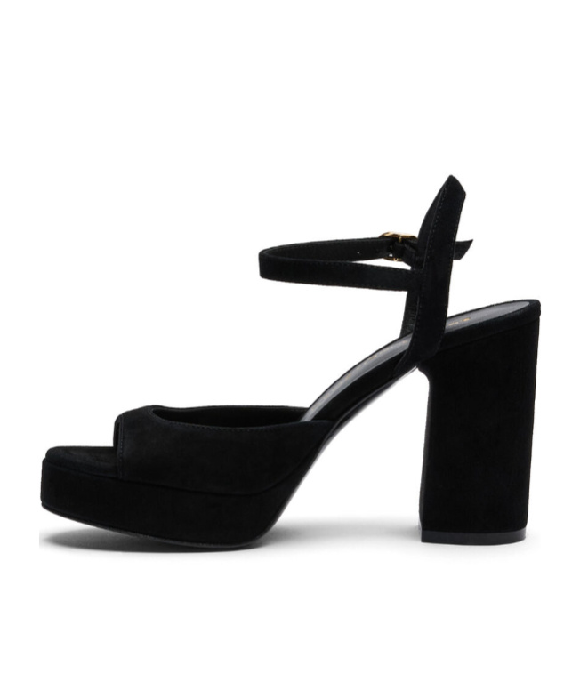 Stuart Weitzman High Block Heel Sandals With Platform Sole In Black